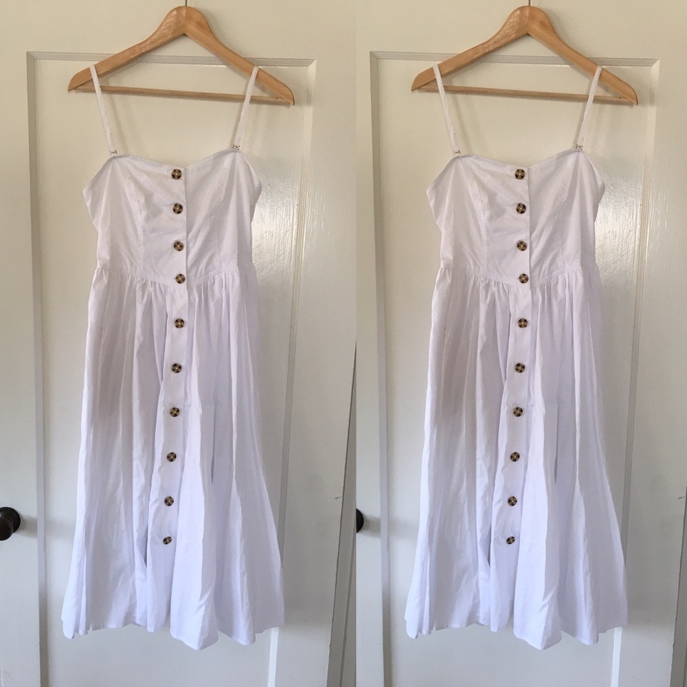 White midi dress with buttons